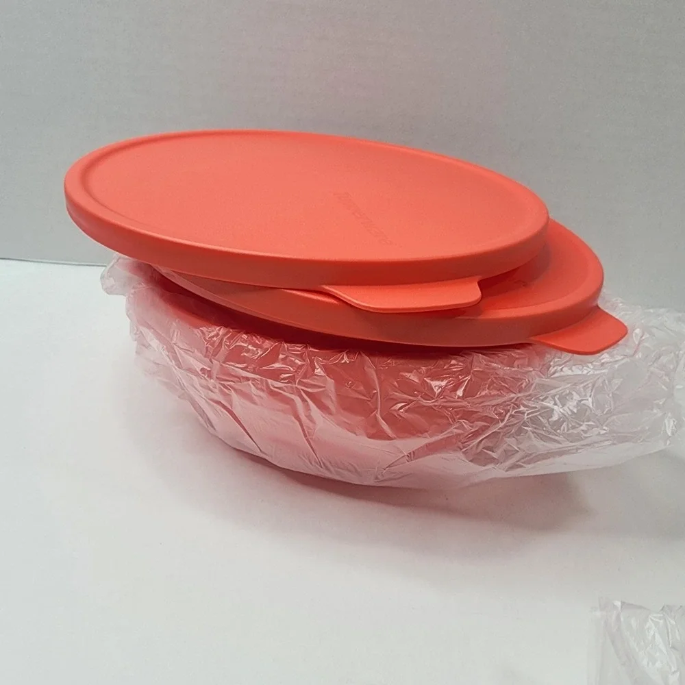 Set Of 2 Tupperware Modular Bowl 4 1/2 Cup (1L) Pink Coral 8703A-4 New W Lids